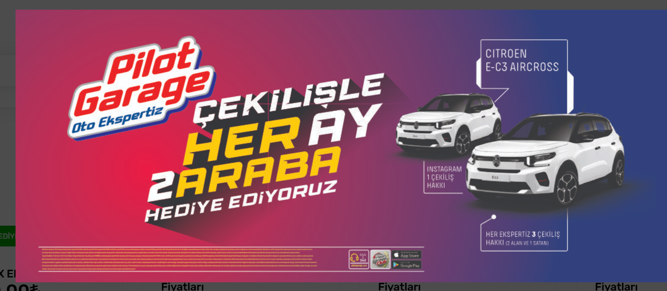 Pilot Garage çekilişle her ay iki araba hediye ediyoruz kampanyası